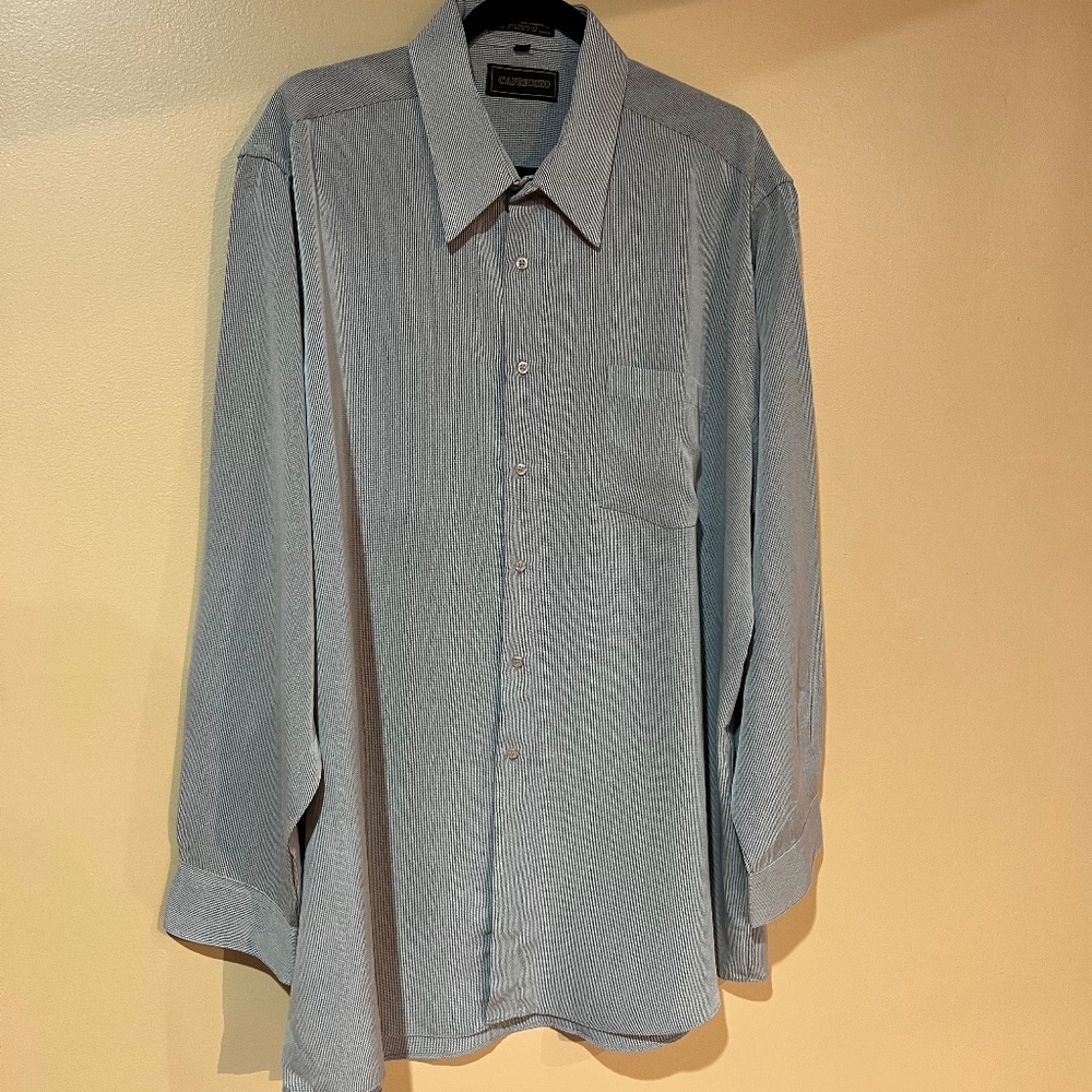Capriccio Mens Button Down Dress Long Sleeve Light Grey Shirt, Size XXL